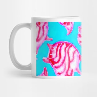 Pink tropical fish on turquoise watercolor seamless pattern Mug